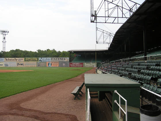 At field level - Notice the Lights -Rickwood Field